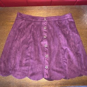 Kendall and Kylie Scalloped Button Up Maroon Skirt Size M